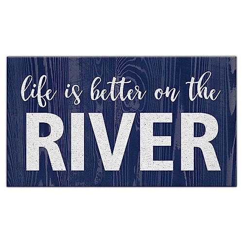 Nogrit Life is Better on The River Rustic Navy Waterproof Door Mat Outdoor Entrance 17x30 Inch Non-Slip Doormat for River House Front Door Porch Outdoor Indoor Decorations,River Lover Gifts - color: Anti-slip Pvc - 9
