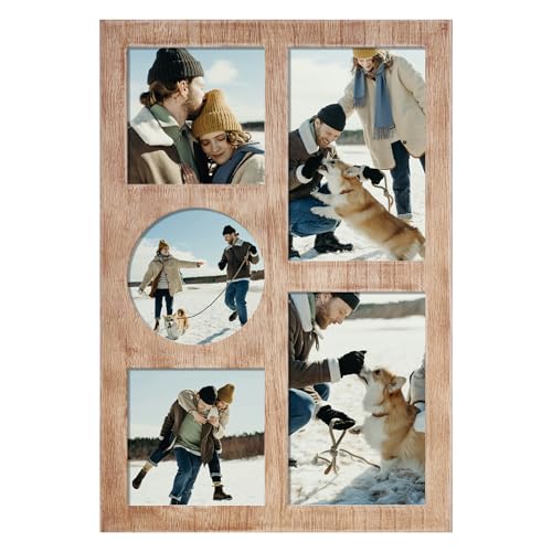 YESKAY Picture Frame Collage for 4x6 and 4x4 Photos,5-Opening Photo Frame Display,Family Photo Frames with Tempered Glass for Wall Decor(Rustic Brown_1Pack) - color: Rustic Brown, size: 4x4&4x6 - 5 Opening