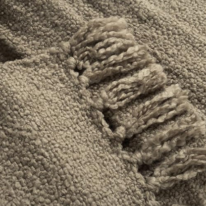 Lush Decor Tulum Boucle Textured Woven Fringed Throw Blanket Single 50" W x 60" L Neutral - Soft Cozy Blanket for Bed, Couch Or Chair - Modern Boho Home Decor