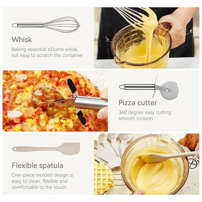 NCUE 35 Pcs Silicone Cooking Utensils Set BPA Free 446°F Heat Resistant | Stainless Steel Handles Kitchen Utensils Set, Thickened Heads Silicone Grips Nonstick Dishwasher Safe for Baking Housewarming - color: Khaki