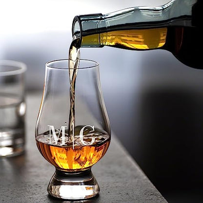 Personalized Glencairn Whiskey Glass Gift Set with Wooden Box – Set of 4 Engraved 6 oz Glencairn Bourbon & Scotch Tasting Glasses, Custom Whiskey Lover Gift for Dad, Husband & Collectors - style: Brown Box Set