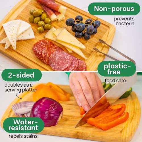 GREENER CHEF 12 Inch Small Bamboo Cutting Board with Lifetime Replacements - Small Wooden Chopping Board for Kitchen, Meat, Vegetables, Cheese, Bread, Charcuterie, and Everyday Food Prep - color: Two-Tone, size: 12"L x 9"W