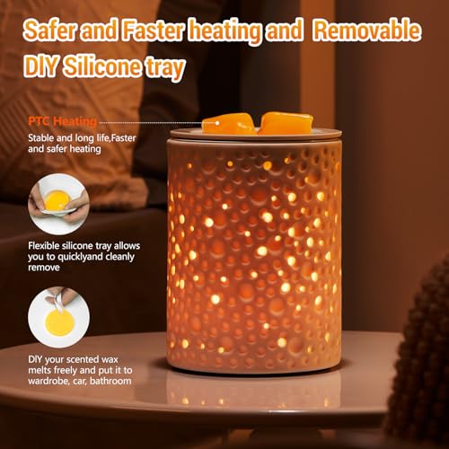 inrorans Wax Melt Warmer Ceramic Oil Burner with Timer Electric Candle Wax Melter with Led Coloful Changing Silicone Removeable Tray for Home Gifts-Planet - color: Planet
