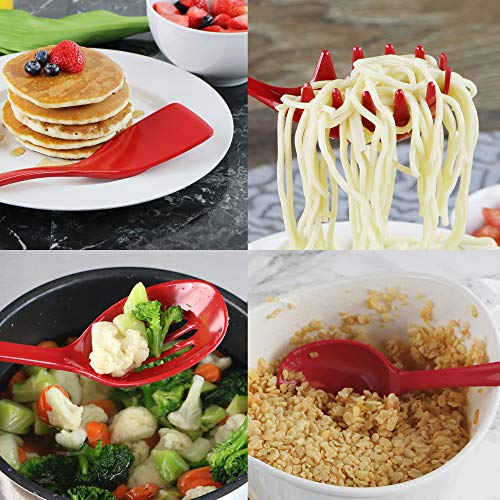 Reston Lloyd 6 Piece Kitchen Utensil Holder for Kitchen Counter, Utensils Crock with Heat Resistant Spoon, Slotted Spoon, Ladle, Spatula BPA Free, Red - color: Red, size: Utensil Holder Set