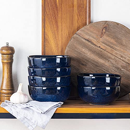 vicrays Ceramic Cereal Bowls - 26 Ounce Porcelain Soup Salad Rice Dessert Cream Set - Chip Resistant Dishwasher Microwave Safe - Set of 6 (Blue) - color: Blue