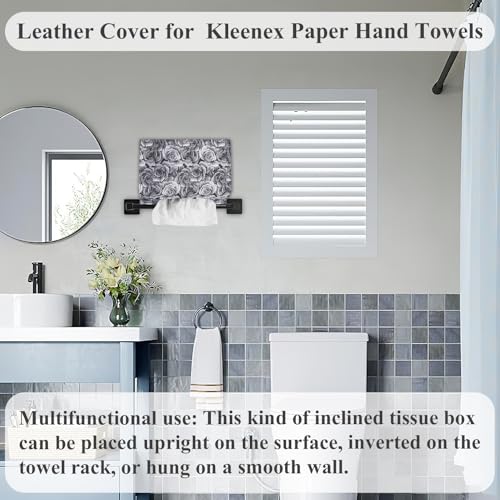 Leather Cover for Disposable Paper Hand Towel Box, Compatible with Kleenex Paper Hand Towel(1-3D Black Grey) - color: 1-3d Black Grey