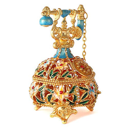 QIFU Hand Painted Blue Telephone Style Enameled Trinket Box Unique Gift for Family - color: T4 Blue