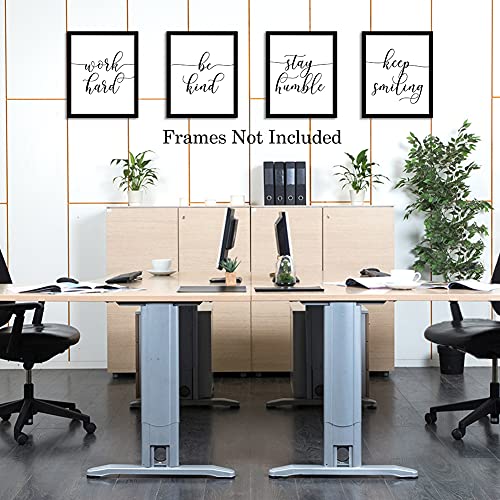 HPNIUB Unframed Inspirational Quote Art Painting,Work Hard,Be Kind,Stay Humble,Keep Smiling Art Print Set of 4 (8”X10” Motivational Phrases Wall Art for Office or Living Room Home Wall Decor - size: Motivational Quote[4 pcs, 8" x 10"]