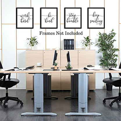 HPNIUB Unframed Inspirational Quote Art Painting,Work Hard,Be Kind,Stay Humble,Keep Smiling Art Print Set of 4 (8”X10” Motivational Phrases Wall Art for Office or Living Room Home Wall Decor - size: Motivational Quote[4 pcs, 8" x 10"]