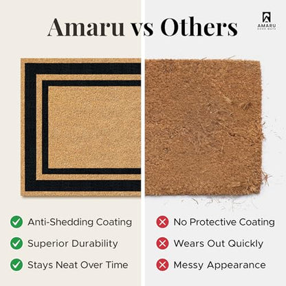 Coir Welcome Mat, Non-Slip, Edge, 17 x 29 in | 100% Natural Coir, Anti-Shedding, Durable PVC Backing, Traps Dirt and Mud, Indoor and Outdoor Entryway, Easy to Clean - color: Edge