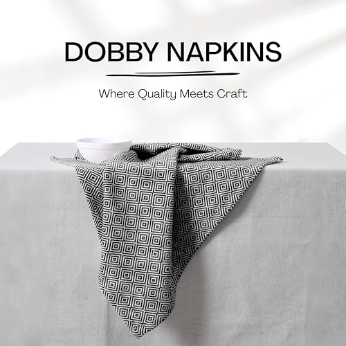 Black Cloth Napkins Set of 6, 16x16 Inch, Diamond Weave, 100% Cotton, Soft, Durable, Reusable Table Linen for Family Dinners, Halloween, Wedding, Events & Everyday Dining - color: Black, size: 16" x 16" (Set of 6)