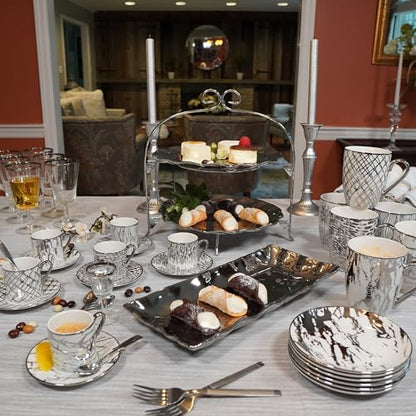 Certified International Matrix Silver Plated 6" Luncheion/Canape Plates Set of 6 Assorted Designs
