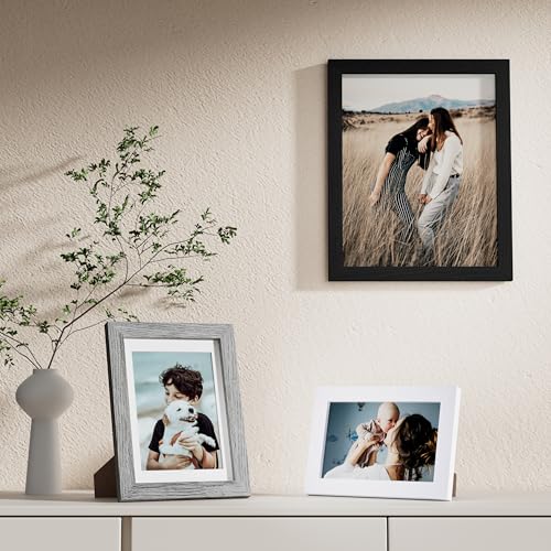 Vittanly 10 Pack Gallery Wall Frame Set, Black, Grey, White | Gallery Wall Frame Set: 2pcs 8x10, 4pcs 5x7 & 4pcs 4x6 Photos for Wall & Table, Picture Frames made of Engineered Wood - color: Black & Grey & White