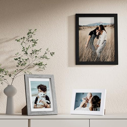 Vittanly 10 Pack Gallery Wall Frame Set, Black, Grey, White | Gallery Wall Frame Set: 2pcs 8x10, 4pcs 5x7 & 4pcs 4x6 Photos for Wall & Table, Picture Frames made of Engineered Wood - color: Black & Grey & White