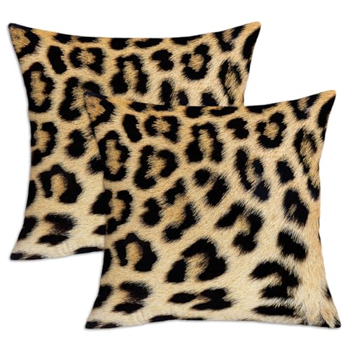 Cheetah Pillow Covers 20X20 Set of 2, Leopard Animal Print | Square Throw Pillows for Couch, Black Yellow Soft Decorative Pillow Case Covers for Couch Sofa Bed Bedroom Living Room Dorm - color: Cheetah, size: 20" x 20" (Pack of 2)