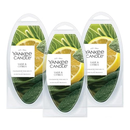 Yankee Candle Scented Wax Melts for Wax Warmers, Candle Wax Melts Refills, Long Lasting Home Fragrance, Sage & Citrus 6 Count (Pack of 3) - color: Sage & Citrus