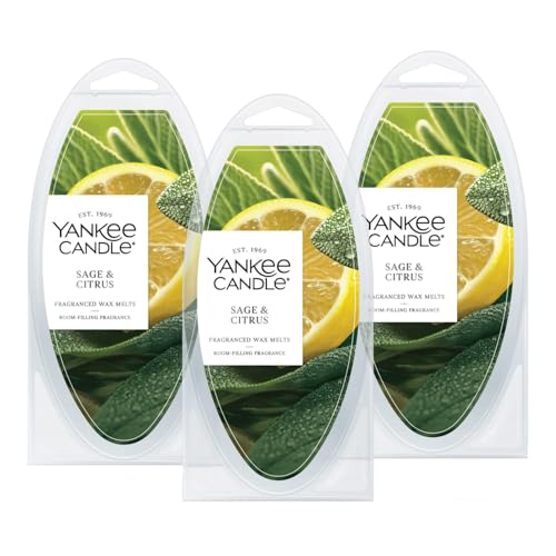 Yankee Candle Scented Wax Melts for Wax Warmers, Candle Wax Melts Refills, Long Lasting Home Fragrance, Sage & Citrus 6 Count (Pack of 3) - color: Sage & Citrus
