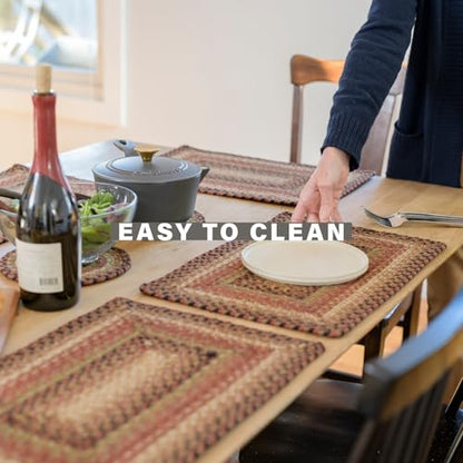 Homespice Gingerbread Jute Braided Placemats, Rect 13x19 Set of 6 | Brown Protects Tabletop in Style and Everyday and Holiday Table Mats, Rich Colors, Reversible, Durable and Easy to Clean - color: Gingerbread