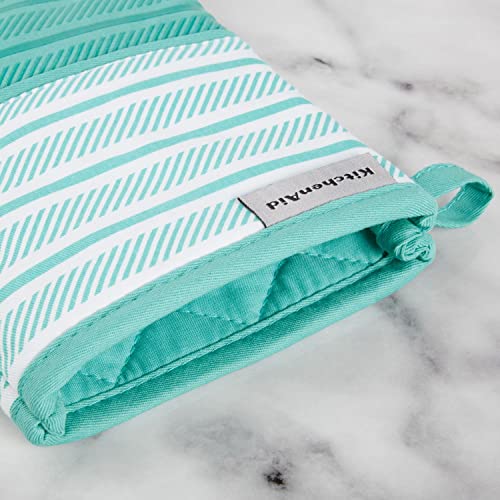 KitchenAid Albany Oven Mitt 2-Pack Set, Aqua Sky, 7"x13" - color: Aqua Sky