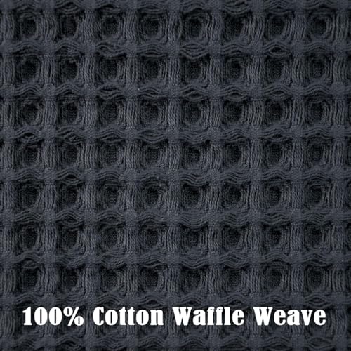 Jacquotha Waffle Hand Towels for Bathroom 2-Piece (Charcoal Blue) | Cotton Quick Dry Lint Free Face Towels 13” x 29” - color: Charcoal Blue