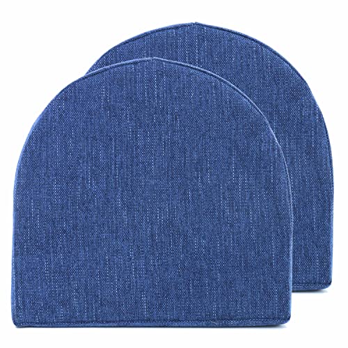 Sweet Home Collection Chair Cushions 100% High Density Memory Foam Pads U Shaped 17" x 16"Non Slip Skid Rubber Back Seat Cover, 2 Pack, Navy Blue(Pack of 1) - color: Navy Blue, size: 2 Count (Pack of 1)