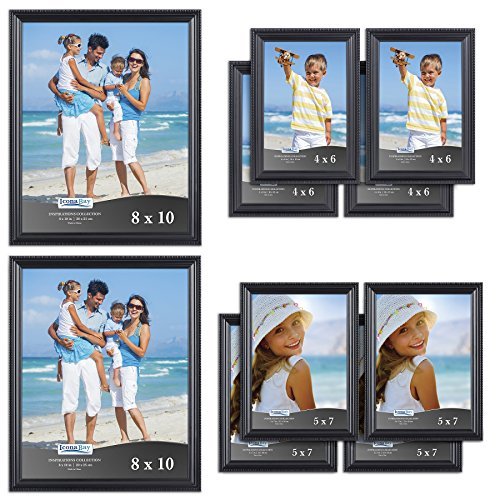 10pc Table Top Picture Frame Set (No Wall Hook) Two - 8x10, Four - 5x7, Four - 4x6, Black - color: Black, size: Two 8x10, Four 5x7, Four 4x6