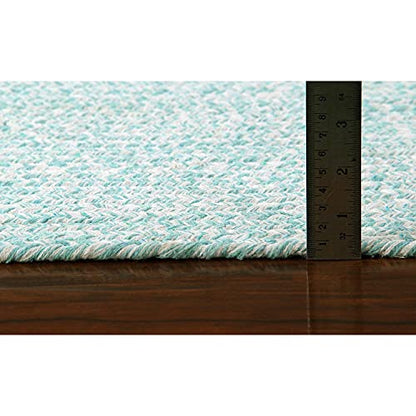 Super Area Rugs Farmhouse Braided Rug Cotton Kitchen Reversible Carpet Turquoise & White, 20" X 40" Half Circle - color: Turquoise & White, size: 1'8" x 3'4" (Semicircular)
