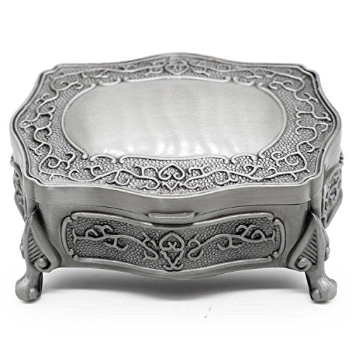 Rectangle Vintage Metal Jewelry Box Trinket Gift Box Chest Ring Case for Girls Ladies Women, Small - color: Square, size: Small
