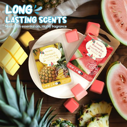 Summer Scented Wax Melts, Soy Wax Melts Gift Set, Wax Cubes/Tarts for Warmer - Ocean Breeze, Coconut, Mojito, Vanilla Ice Cream, Pineapple, Watermelon, Pink Sands, Night, 8x2.6 oz - color: Summer