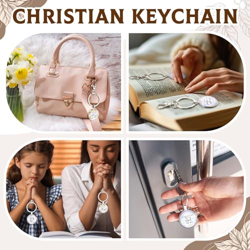 Ziliny 4 Sets Christian Gifts for Women, 11oz Floral Coffee Mugs with Bible Verse Keychains,Mother's Day Christian Tea Cup Set, Inspirational Watercolor Flower Appreciation Gift