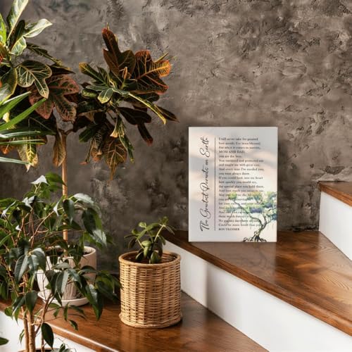 RTVJTERQ Family Quote Canvas Wall Art, The Greatest Parents on Earth Print, Thoughtful Parent Appreciation Gift, Watercolor Tree Art, Gallery Wrapped 8x10 Inches - color: Quote 02