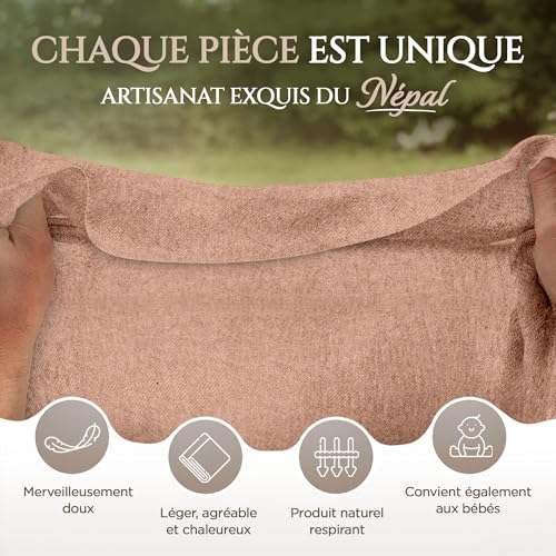 Cashmere Blanket – Hand Woven 100% Pure Wool Throw Blanket, 135 x 270 cm – Plain Cozy, and Soft Blanket for Bed, Sofa, or Couch - Made in Nepal - color: Brown