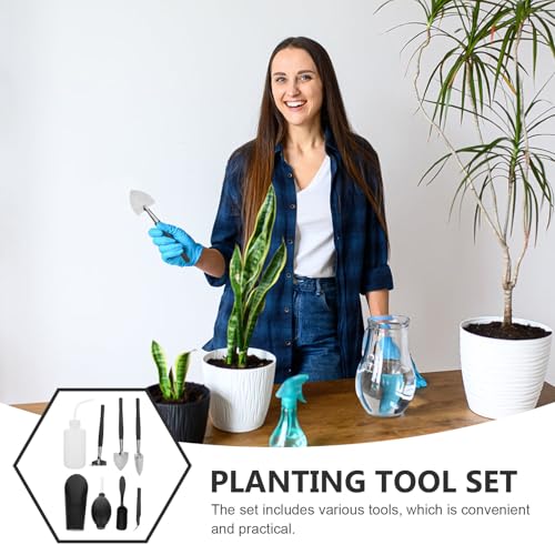 HOMSFOU 8pcs Mini Garden Tool Set for Succulent and Indoor Plant Transplanting, Soil Digging Trowel and Potting Shovel Gardening Tools for Flower Arrangement and Bonsai Care