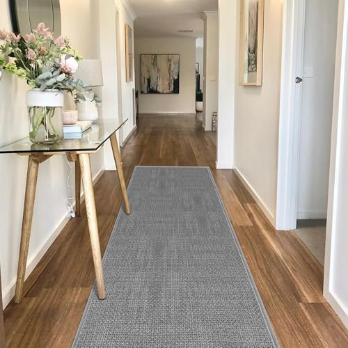 6ft Kitchen Runner Rugs Non Skid Washable, Rubber Backed Absorbent Jute Kitchen Rug Carpet Sink Mat Non Slip, Grey - color: Grey, size: 2'4" x 6' (Rectangular)