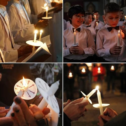 100 pcs Church Candles with Drip Protectors for Devotional Candlelight Vigil Service, Unscented White 5" H X 1/2" D, No Smoke, Shabbat, Praye - color: 100 White