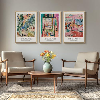 Framed Matisse Wall Art, 3 Piece Large Canvas Abstract Art Prints for Living Room, Henri Matisse Famous Landscape Painting Picture - Total Size 30x60 - color: Abstract Landscape, size: 20"W x 30" H x 3Pcs