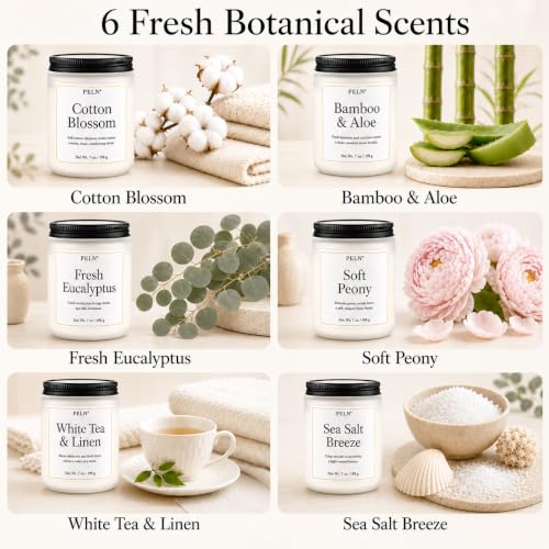 Scented Candles Gift Set, 6 Pack Clean Living Scented Candles | 7 oz Soy Candles for Home, Fresh Botanical Fragrances, Up to 300 Hours, Candle Gifts for Women, Mom, Housewarming - color: Clean Living Candles Collection