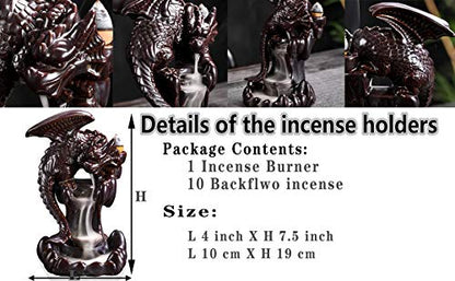 Dragon Backflow Incense Burner, Waterfall Incense Holder Ornamen Statue Fountain Home Decor