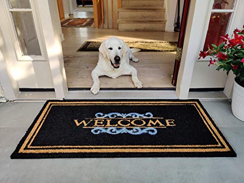 Elegant Welcome Coco Coir Doormat, 22" x 47", Extra-Large Low-Profile Indoor Outdoor Entrance Mat with Non Slip Rubber Backing