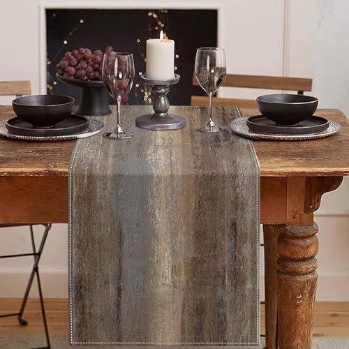 Emvency Table Runner, 13x60 Inch, Grey and Dark Brown | Abstract Art Painting Dining Decor for Kitchen Coffee Table Family Dinners Holiday Parties Wedding Events Decor - color: Abstract Brown 2, size: 13x60