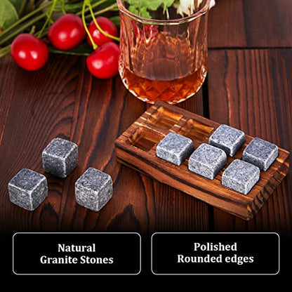 Whiskey Stones Gift Set - DIOXADOP Whiskey Glass Set Gifts for Men, 8 Granite Chilling Whisky Rocks, 2 Crystal Whisky Glasses - Best Gifts for Men Dad Husband Boyfriend Birthday Present - color: Whiskey Chilling Rocks Set
