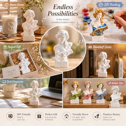 Resin Bust Statue 2.95 Inch Plaster Figurines Mini Home Decoration Sculpture White for Art Hobbyist-Artemis, Home Decoration - size: Artemis