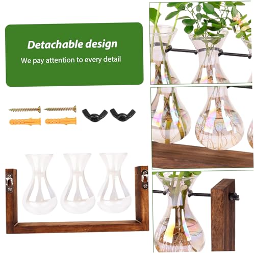 Propagation Stations Iridescent Plant Propagation Station, 3Pcs Gradient Bulb Vase with Wooden Stand Tabletop Plant Terrarium for Hydroponics Home Office Garden Decor|Terrariums