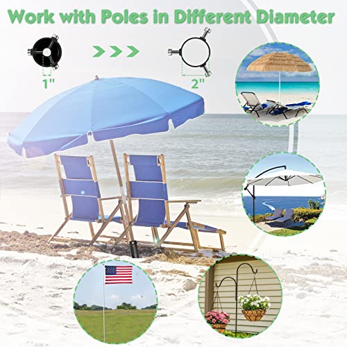 Umbrella Sand Anchor,Heavy Duty Steel No Dig Beach Sand Ground Anchor,Windproof Strong Beach Umbrella Stake Holder Stand for Umbrellas,Poles, Christmas Tree Stand Holder - color: Black