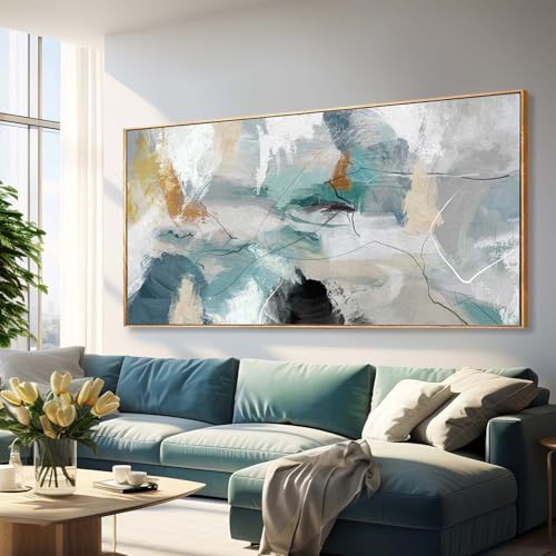 Kureful Green and White Canvas Wall Art Contemporary Wall Decor Abstract Poster Printing 36"x70" Office Art Pictures Bedroom Decorations - color: Green, size: 36"x70"