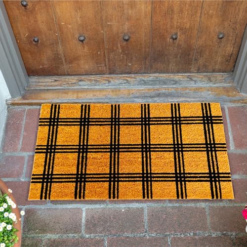 KAF Home - 17" x 30" Coir Doormat - Triple Stripe Grid