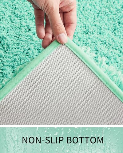 Toilet Rugs U-Shaped Mat 24x22, Contour Bathroom Mat - Ultra Soft & Absorbent Microfiber, Quick-Dry, Machine Washable with High Density Foam Latex Non Slip Backing, SpaBlue - color: Spa Blue, size: 24" X 22"(Toilet Rug)