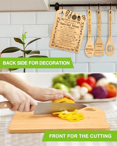 Mom Birthday Gifts, Gifts for Mom Gifts from Daughter Cutting Board | Mothers Day Christmas Gift for Mom from Daughter Son, Recipe for A Special Mom Gifts, Bamboo Cutting Board with Spoon - color: Mom