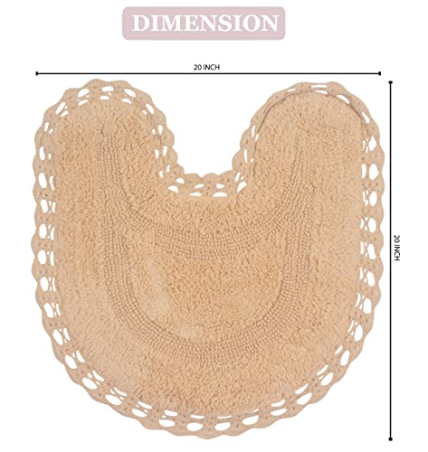 Home Weavers Hampton Crochet Reversible Bathmat 100% Cotton Bathroom Rugs Set, Washable Rug, Extra Soft and Absorbent Bath Rug, Kitchen Mat, Bath Mat Set, Mat Non Slip, 20"x20" Contour, Linen - color: Linen, size: 1'8" x 1'8" (Contour)