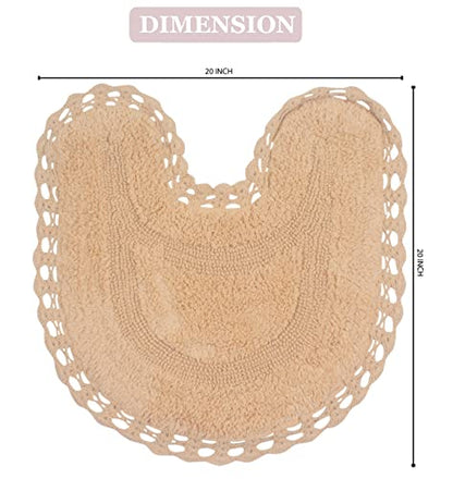 Home Weavers Hampton Crochet Reversible Bathmat 100% Cotton Bathroom Rugs Set, Washable Rug, Extra Soft and Absorbent Bath Rug, Kitchen Mat, Bath Mat Set, Mat Non Slip, 20"x20" Contour, Linen - color: Linen, size: 1'8" x 1'8" (Contour)